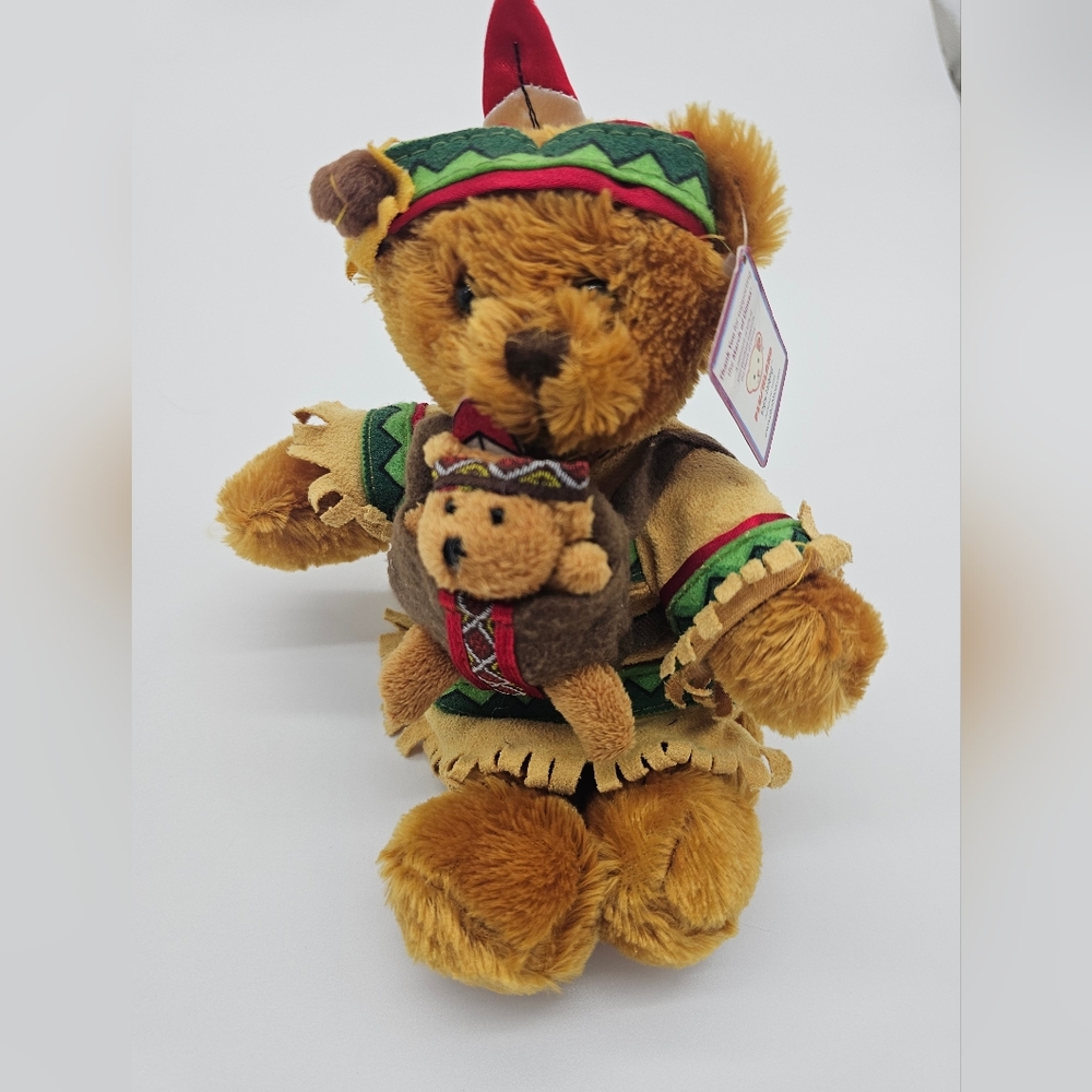 2006 March Of Dimes Plushland Teddy Bear W/ Baby Dressed  Native American Woman